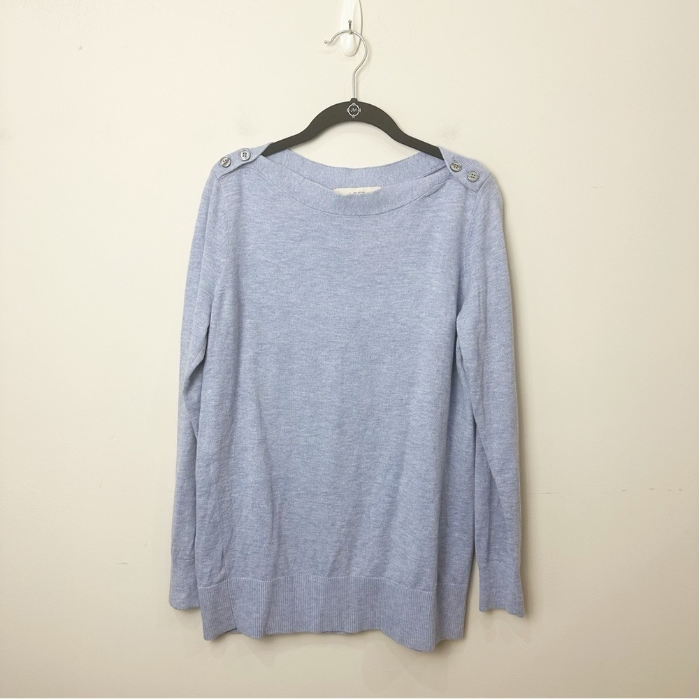 Loft Shoulder Button Knit Top Boat Neckline Heathered Lavendar - Picture 4 of 8